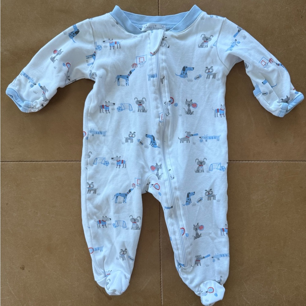 Kissy Kissy White Footed One-Piece with cute doggy Print